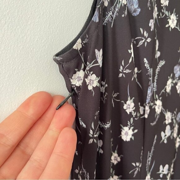 Frank And Oak Floral Sleeveless Maxi Dress black grey blue size XS office dressy - Picture 6 of 11